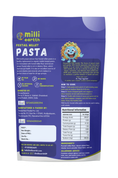 Millieartth Foxtail Millet Pasta | No Maida | No MSG | Non Fried