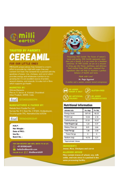 Millieartth Cereamil | Wholesome & Easily Digestible Baby Cereal