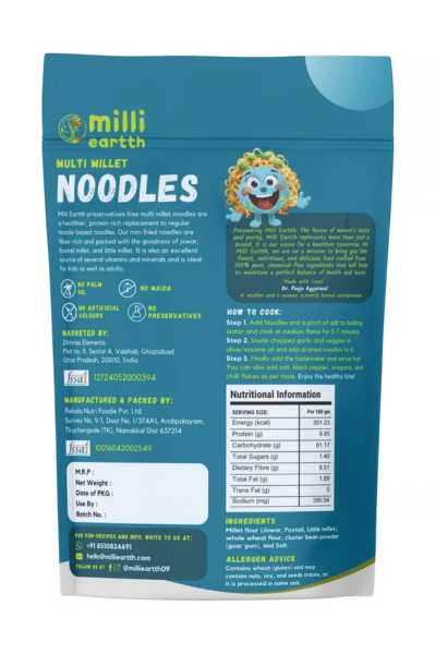 Millieartth Multi Millet Noodles| No Maida | No MSG | Non Fried