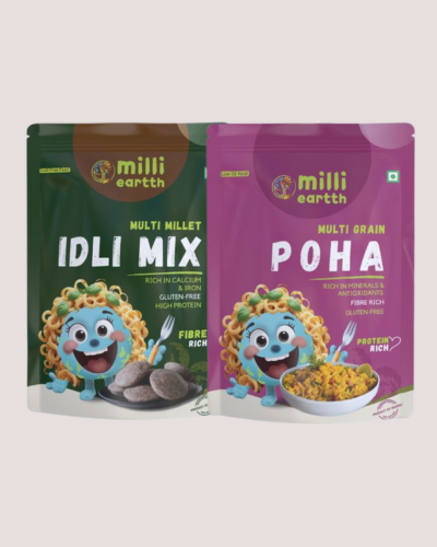 Millieartth Breakfast Combo – Gluten-Free Multi Millet Idli Mix & Multi Grain Poha