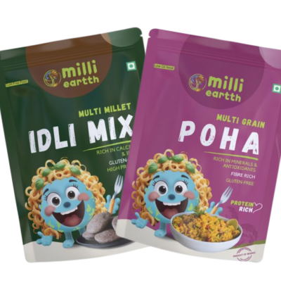 Millieartth Breakfast Combo – Gluten-Free Multi Millet Idli Mix & Multi Grain Poha