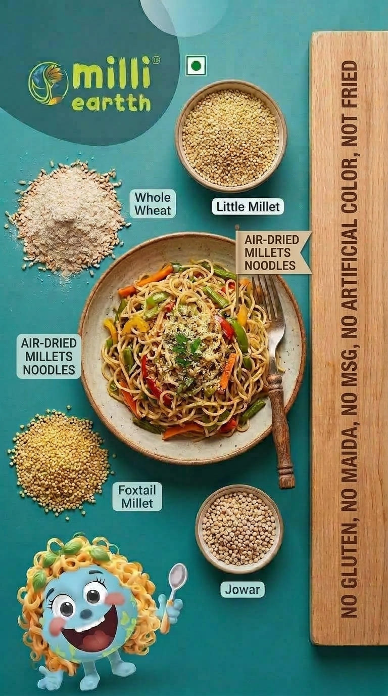 Millieartth Multi Millet Noodles| No Maida | No MSG | Non Fried